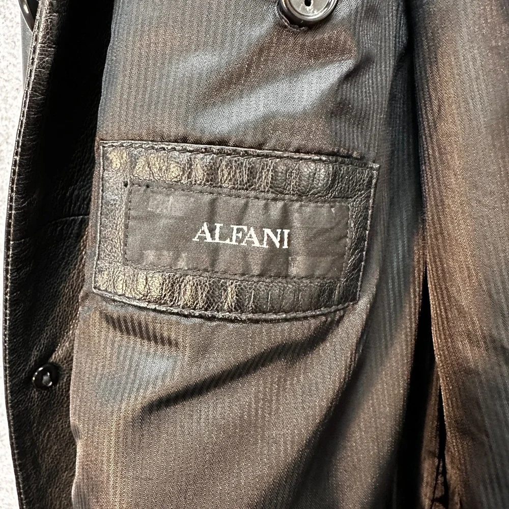 Alfani Leather Jacket Mens Size 48 L‎ Positano Black Sport Coat Blazer Soft
